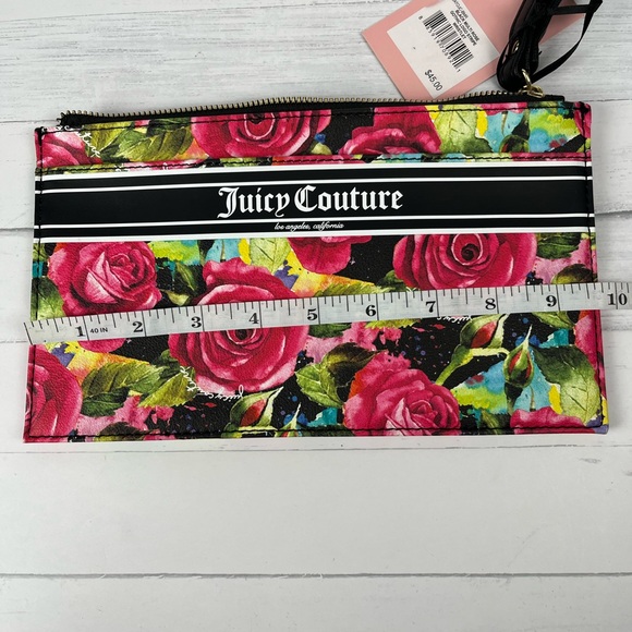 Juicy Couture  Gothic Logo Stripe Wristlet 9.75 x 5.5”/Ponytail Holder - Picture 9 of 16